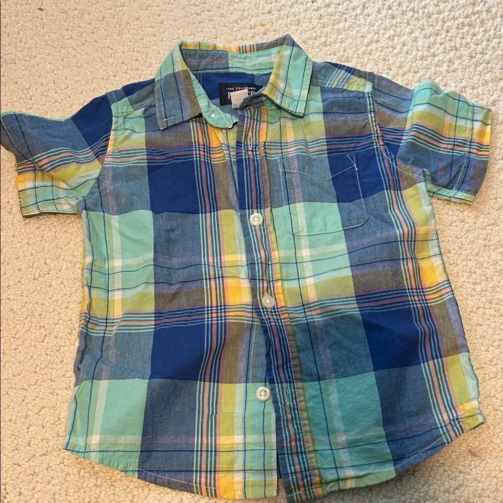 OshKosh B'gosh Blue and Green Plaid Button Down Shirt
